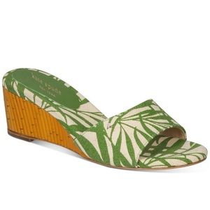 Kate Spade Meena Bamboo and Palm Tree Print Wedges 8